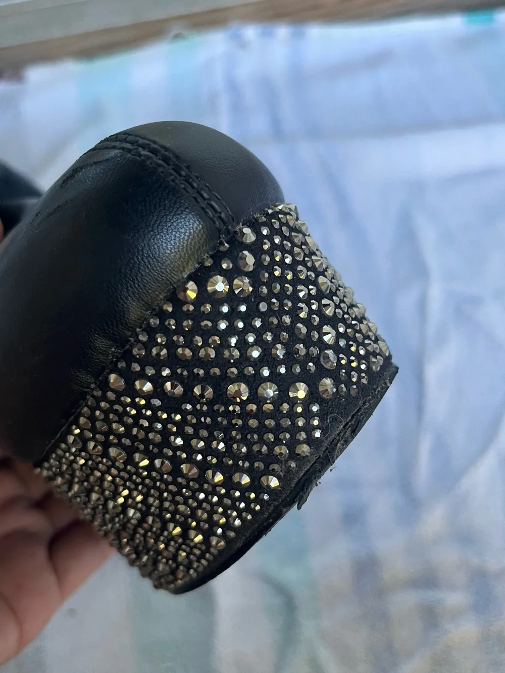 Azalea Wang black rhinestoned boots